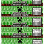 Minecraft Creeper Water Bottle Labels Minecraft Printables Minecraft