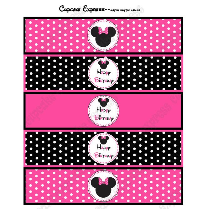 Minnie Mouse Water Bottle Labels Template Minnie Mouse Baby Shower 