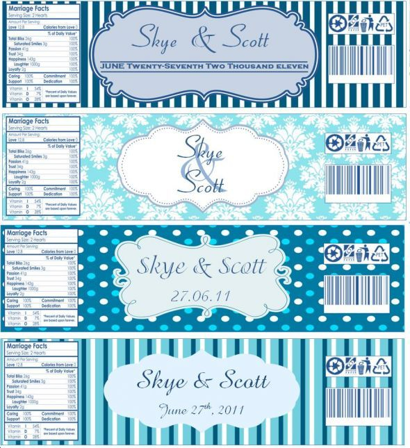 More Water Bottle Labels Now With Templates Attached Wedding Blue 