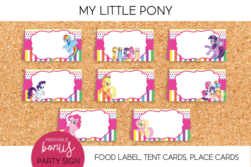 My Little Pony Food Label Tent Cards Place Cards Party Sign 