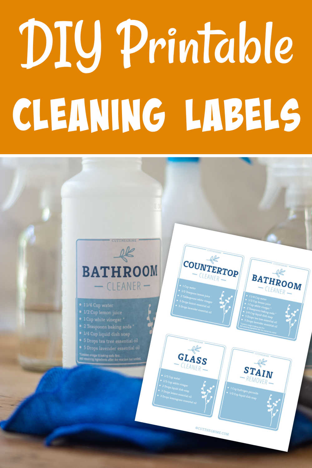 Natural Cleaning Bottle Printable Labels Stay Organized Cut The Grime