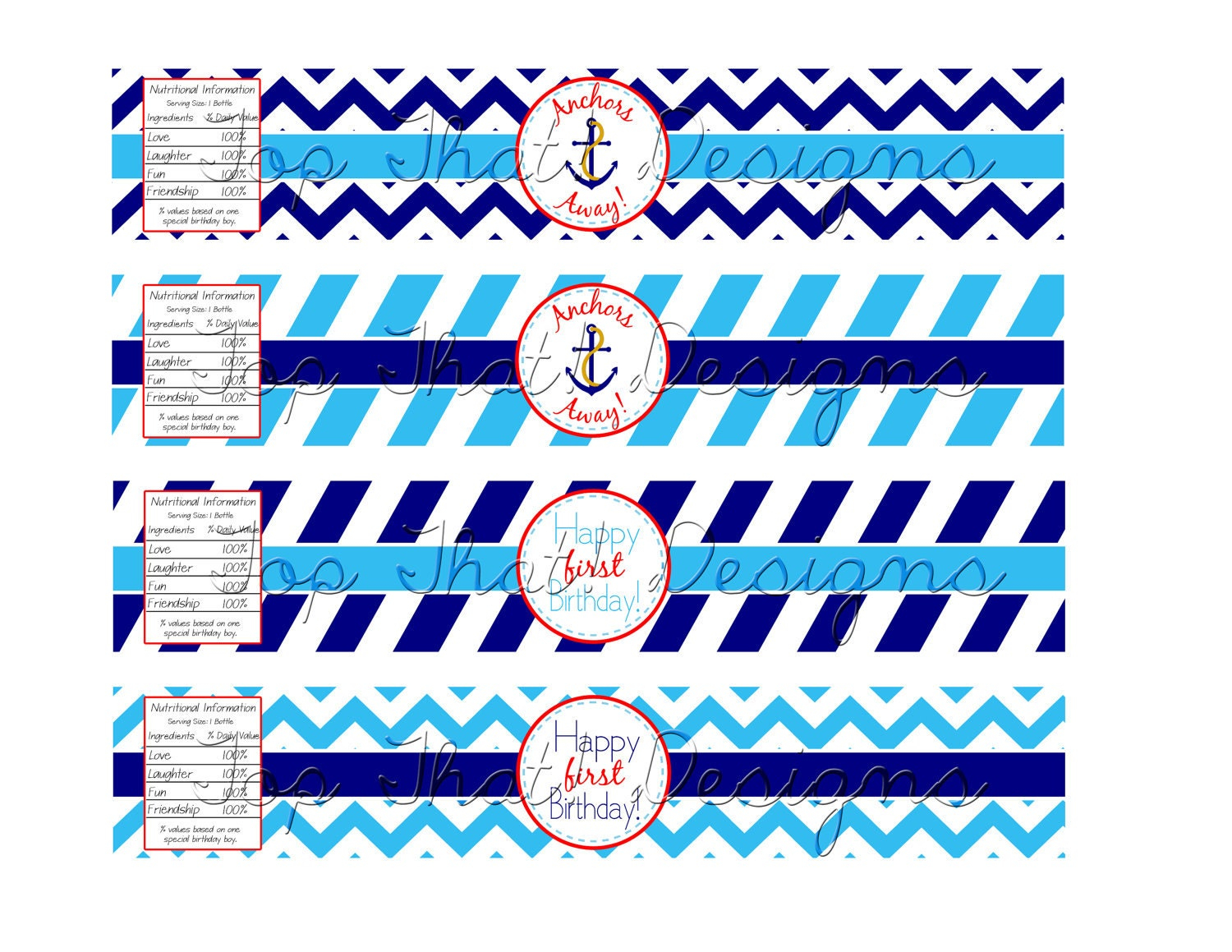 Nautical Water Bottle Labels Printable