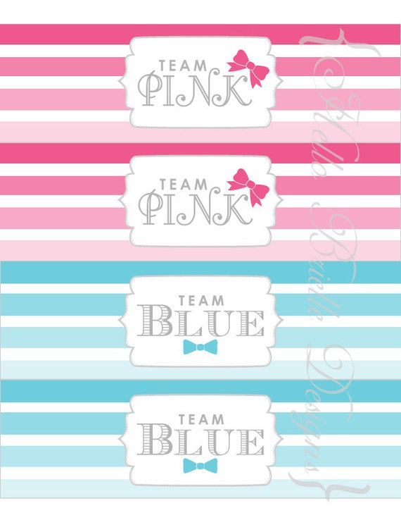 Ombre Gender Reveal Party Printable Water Bottle Labels Baby