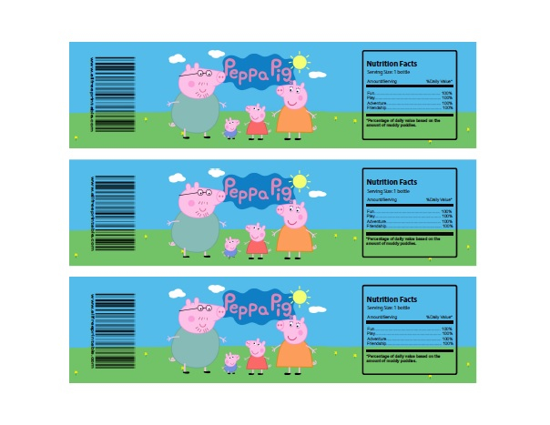 Peppa Pig Water Bottle Labels Free Printable