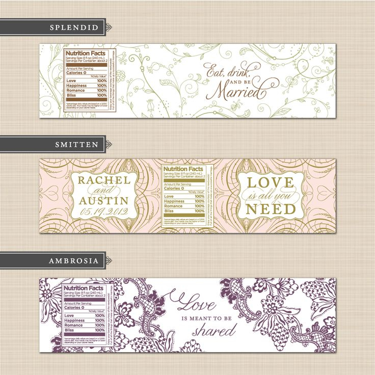 Pin By Marissa DeCinque Art On Branding Wedding Bottle Labels Water 