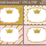 Princess Food Labels Printable Gold Crown Tent Cards Pink And Gold