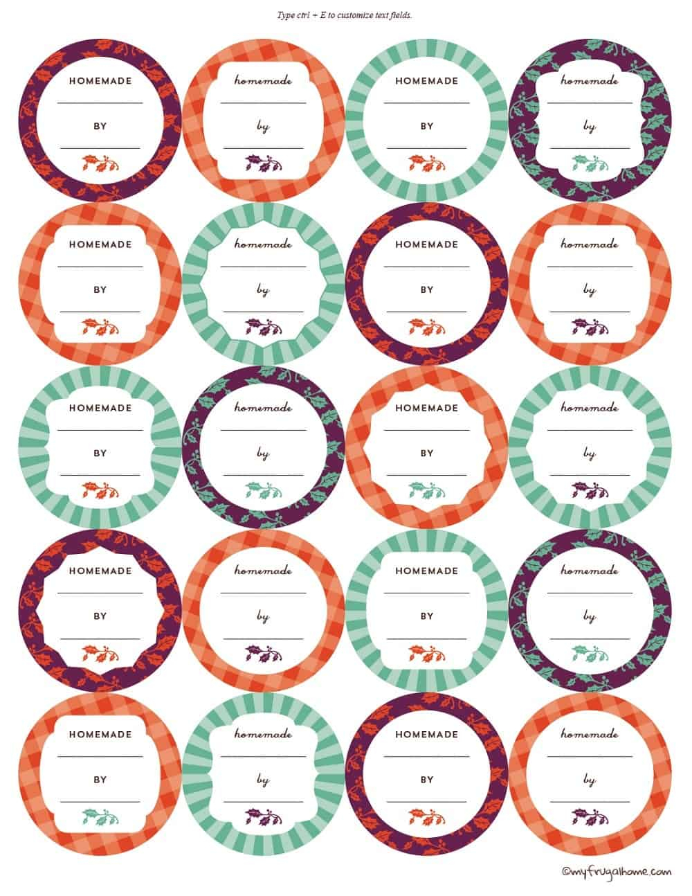 Printable Canning Jar Labels