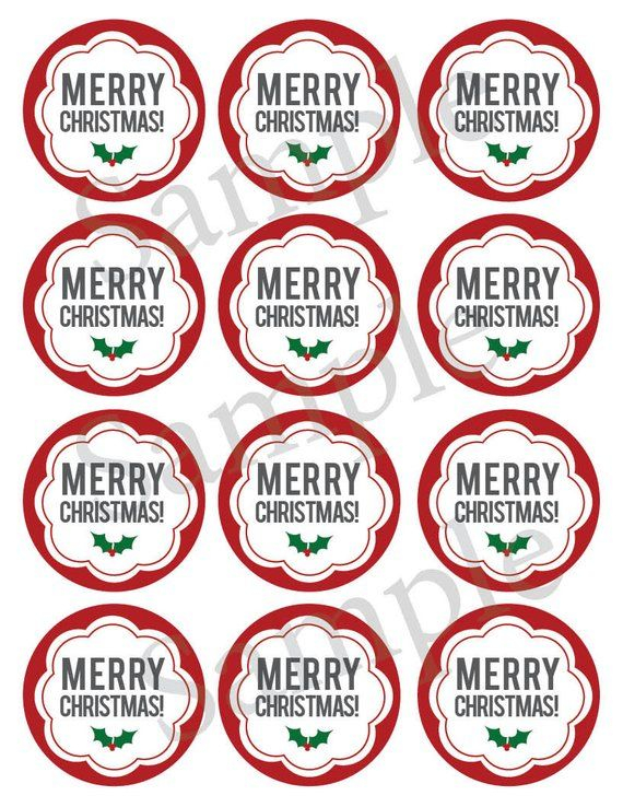 Printable Christmas Mason Jar Label Canning Jar Label Merry 