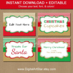 Printable EDITABLE Christmas Food Labels Red By Digitalartstar