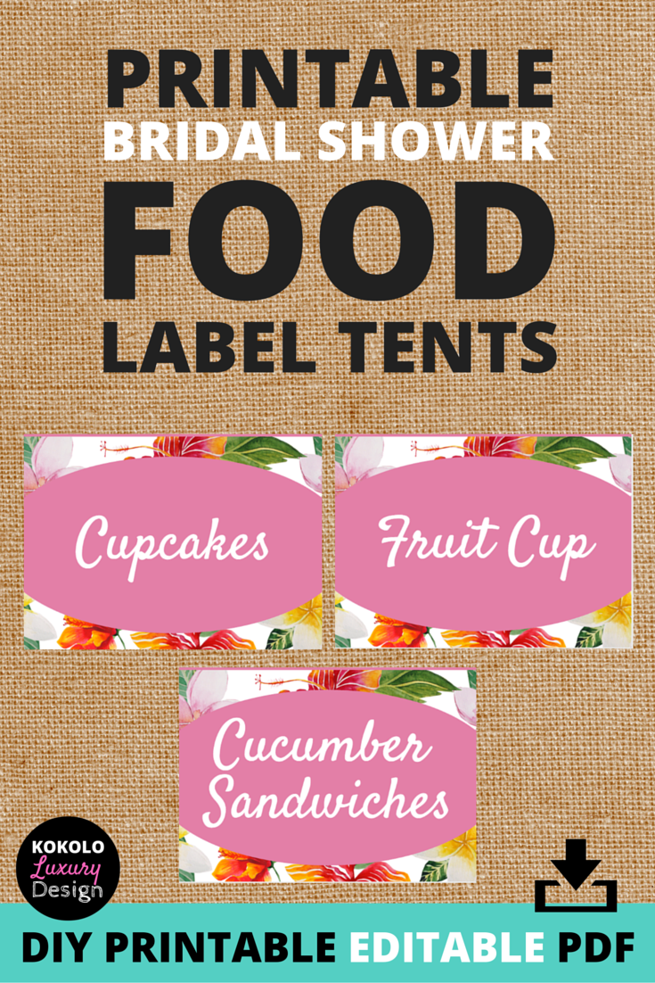 Printable Food Tent Labels For A Bridal Shower Imagine These Pink