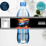Printable Hot Wheels Water Bottle Label Digital File DIY Bobotemp