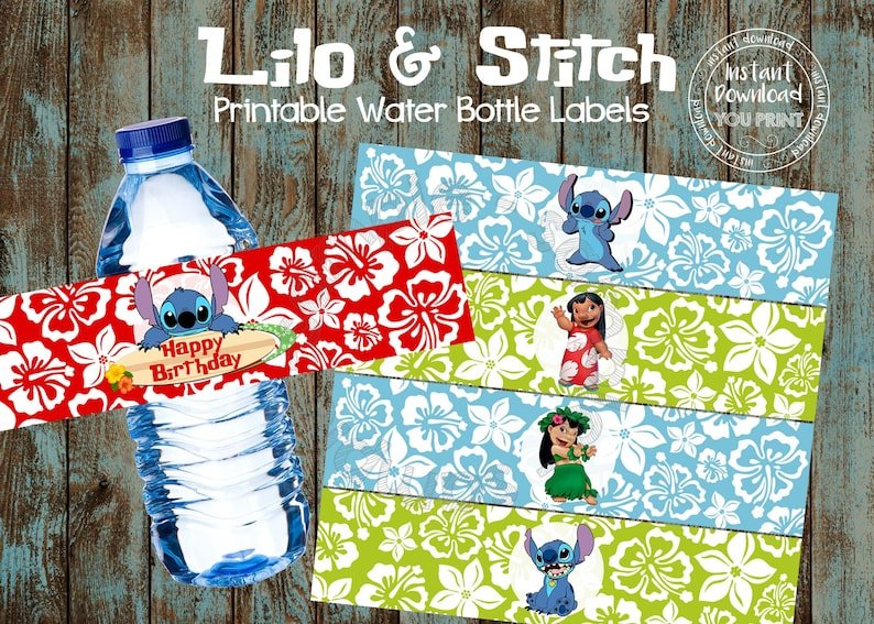 Printable Lilo And Stitch Water Bottle Labels Lilo And Stitch Etsy