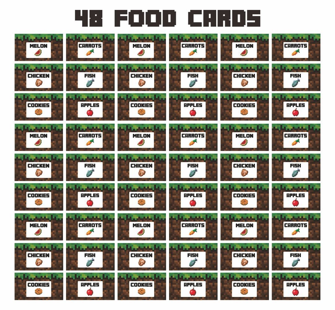 Printable Minecraft Food Tent Cards In 2020 Minecraft Food Minecraft
