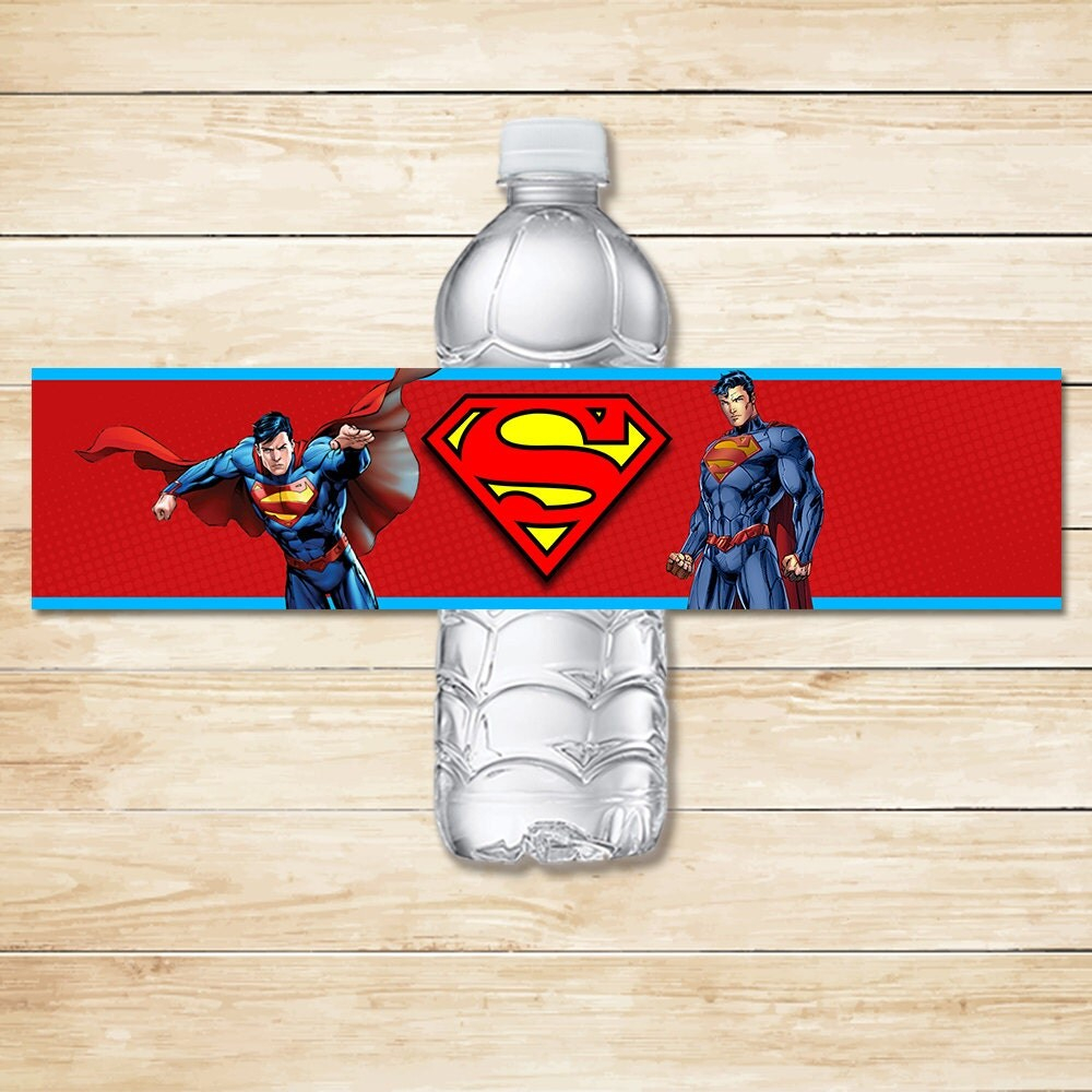 Printable Superman Water Bottle Label By ApothecaryTables