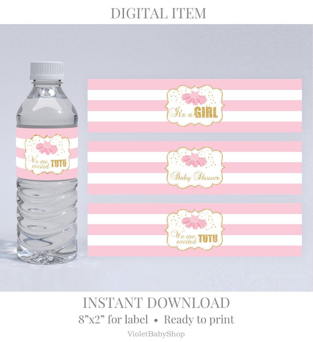 Printable Tutu Water Bottle Label Tutu Baby Shower Water Bottle In 