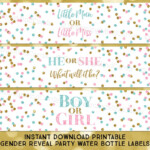 Printable Water Bottle Labels Gender Reveal Party Baby Shower