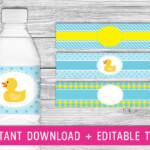 Printable Water Bottle Labels Rubber Duck Baby By PurdyPrintsNYC