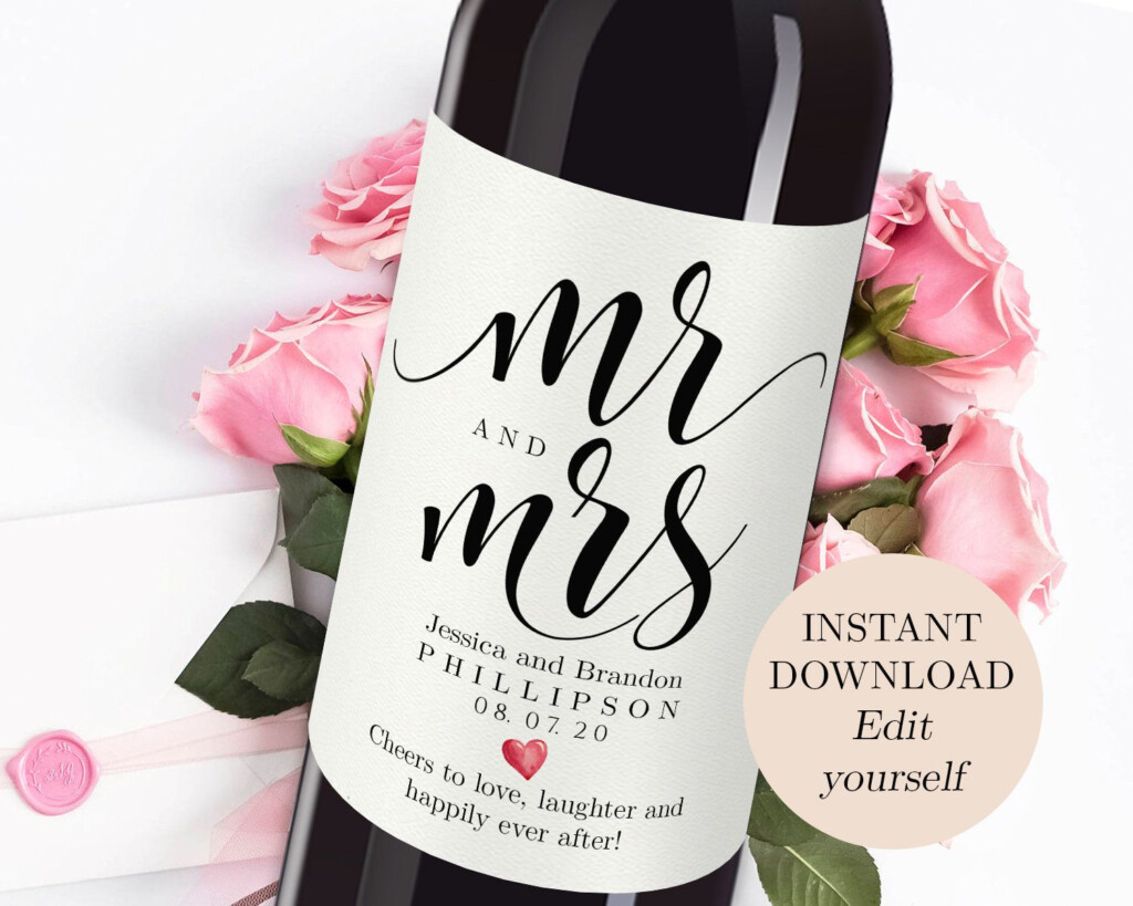 Printable Wedding Wine Bottle Labels Editable Wine Etsy Wine Bottle 