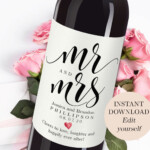 Printable Wedding Wine Bottle Labels Editable Wine Etsy Wine Bottle
