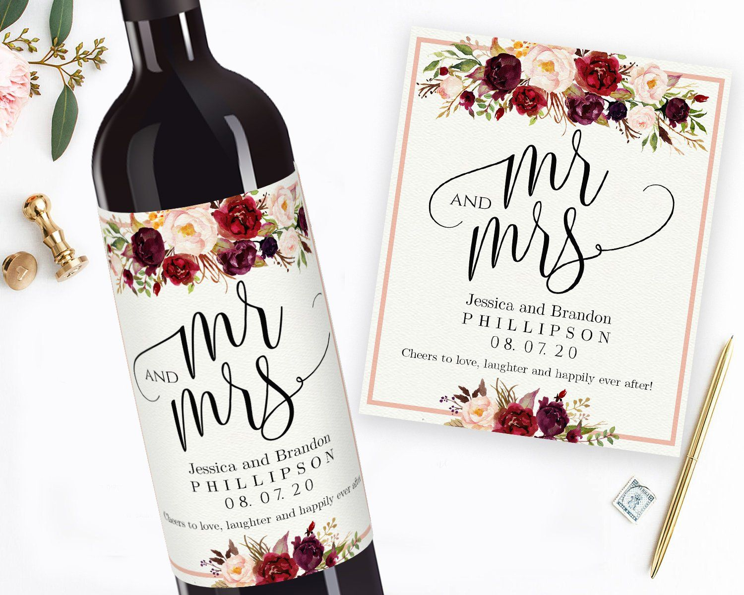 Printable Wedding Wine Labels Editable Wine Personalized Wine Etsy 