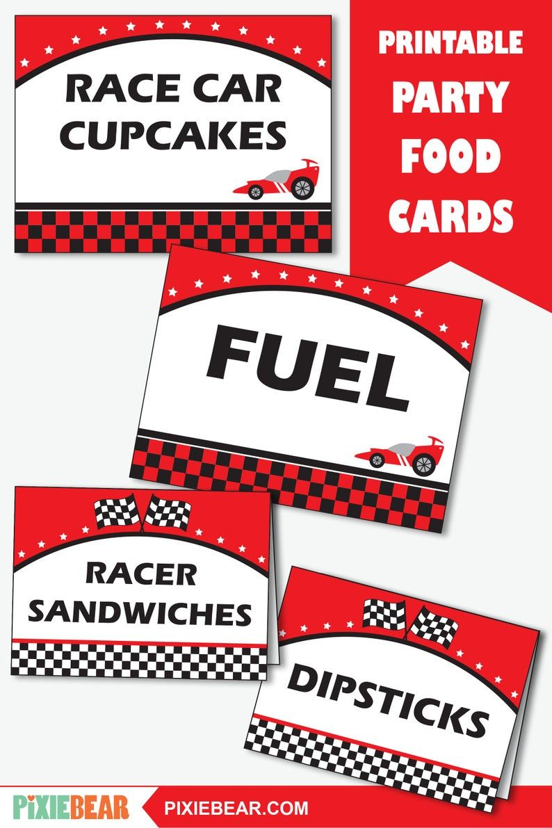 Race Car Party Food Tent Cards Food Tents Food Label Cards Etsy