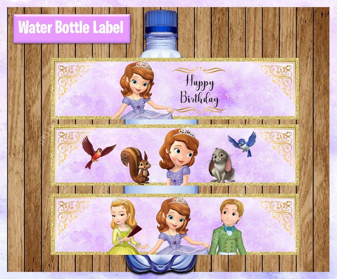 Sofia The First Water Bottle Labels Printable Princess Sophia Etsy