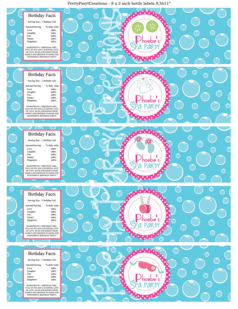 SPA PARTY Water Labels You Print Kids Spa Party