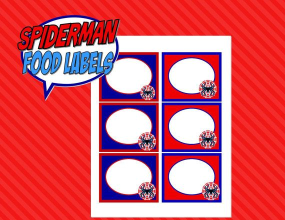 SPIDERMAN Party Spiderman Food Labels Favor By KROWNKREATIONS 2 00 