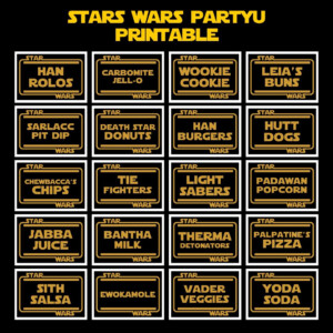 Star Wars Food Label Printables Star Wars Party Printables Star Wars