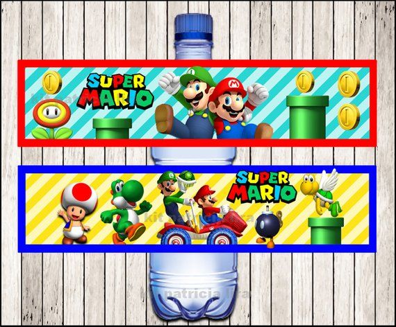 Super Mario Bros Water Labels Instant Download Mario Bros Water 
