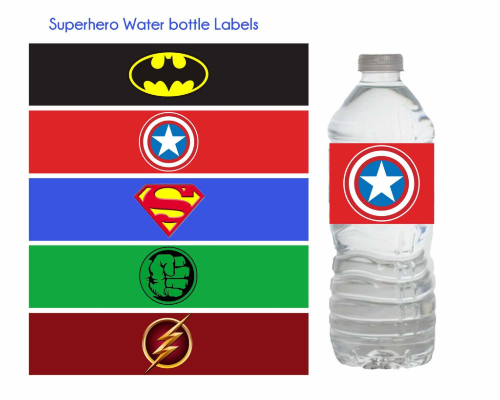 Superhero Water Bottle Labels Superhero Por DreamyPartyPrintable 