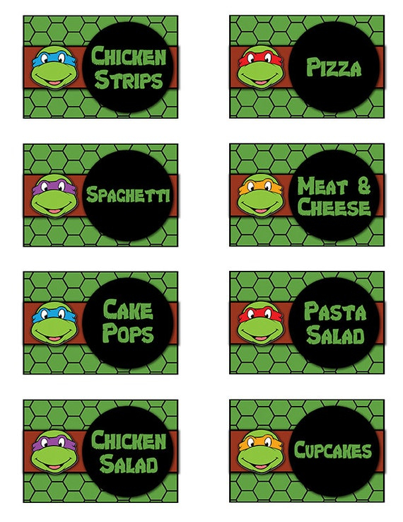 Teenage Mutant Ninja Turtles Food Buffet Labels By AtomDesign