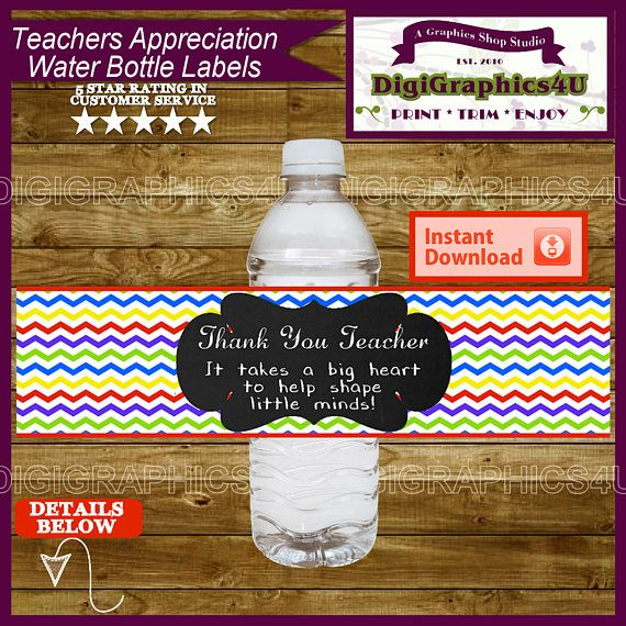 Thank You Teacher Appreciation Week Printable Water Bottle Labels 