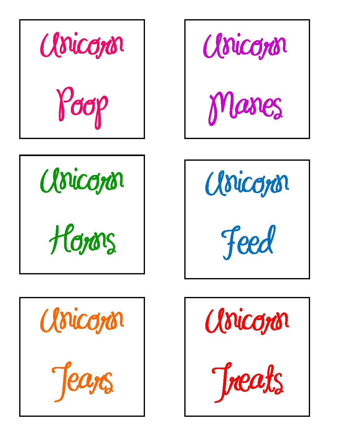 Unicorn Food Labels