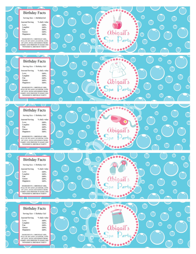 Water Bottle Labels For Your Next Spa Birthday Party Kids Spa Party 